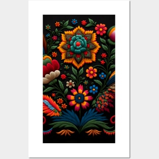 Botanical vintage Ethnic embroidery Floral design 2 Posters and Art